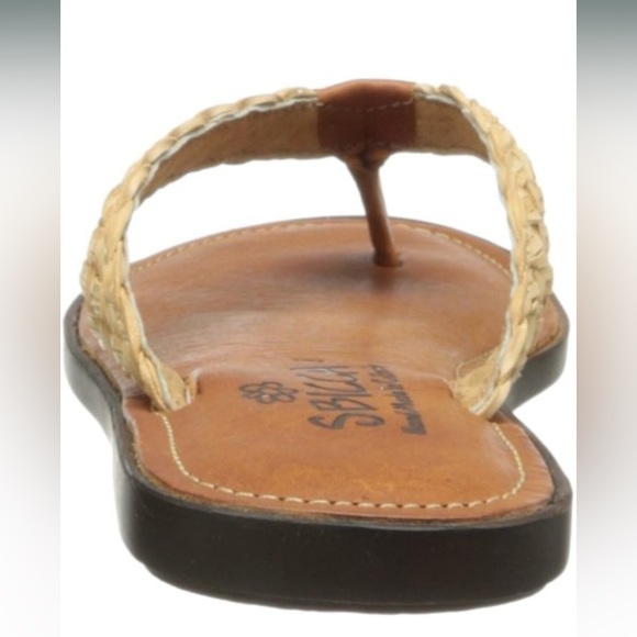 ANTHROPOLOGIE Sandal SBICCA Leather Thong Hand Made Tan Brown Flip Flop Size 7.5 - Picture 10 of 12